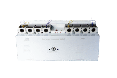 generator transfer switch installed beside a standby generator